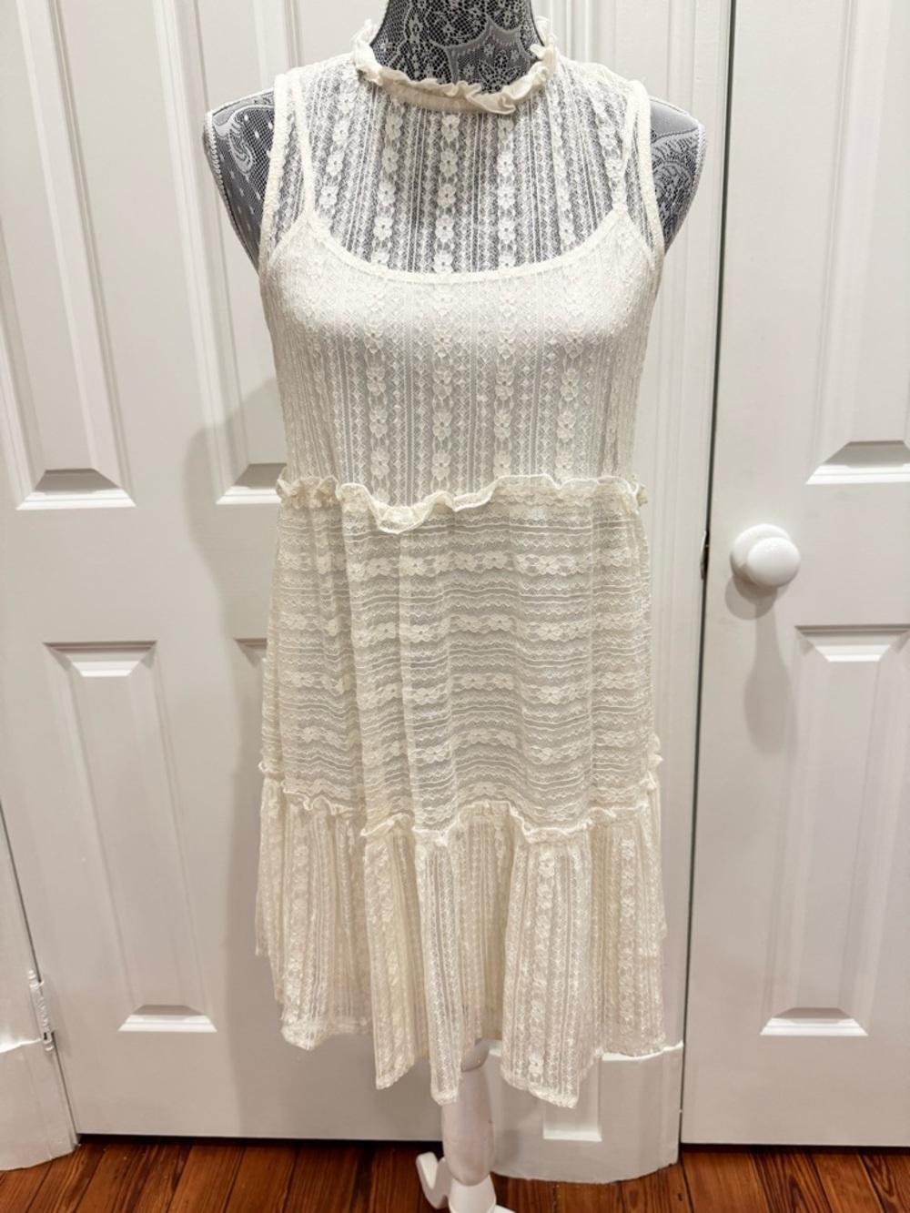 Altar'd State Cream Lace Midi Dress